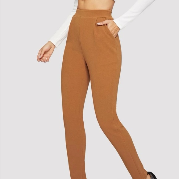 SHEIN Unity Pocket Patched Peg Leg Textured Pants - Orange - Picture 4 of 8